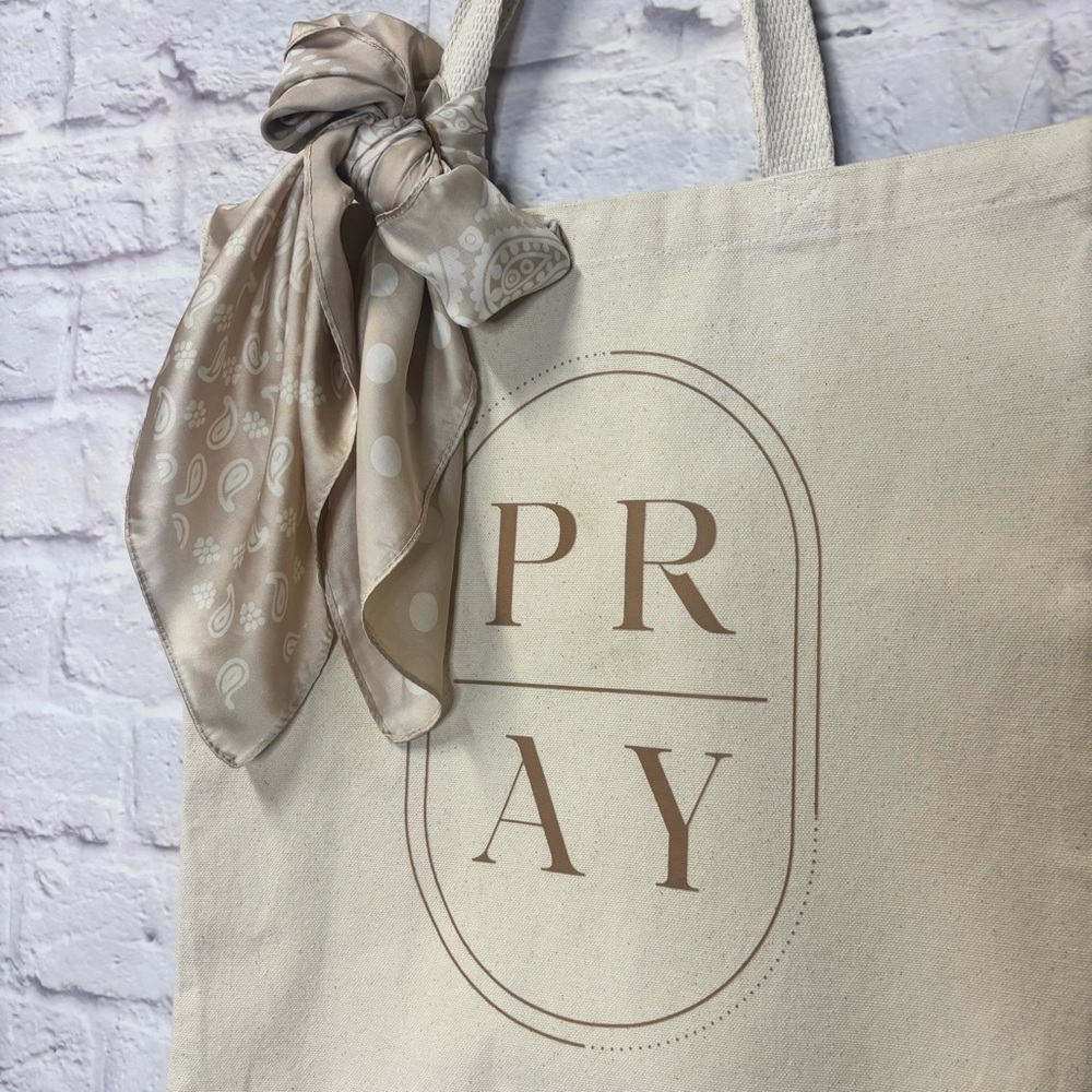 Canvas Tote with Silk Scarf - Picture 3 of 4